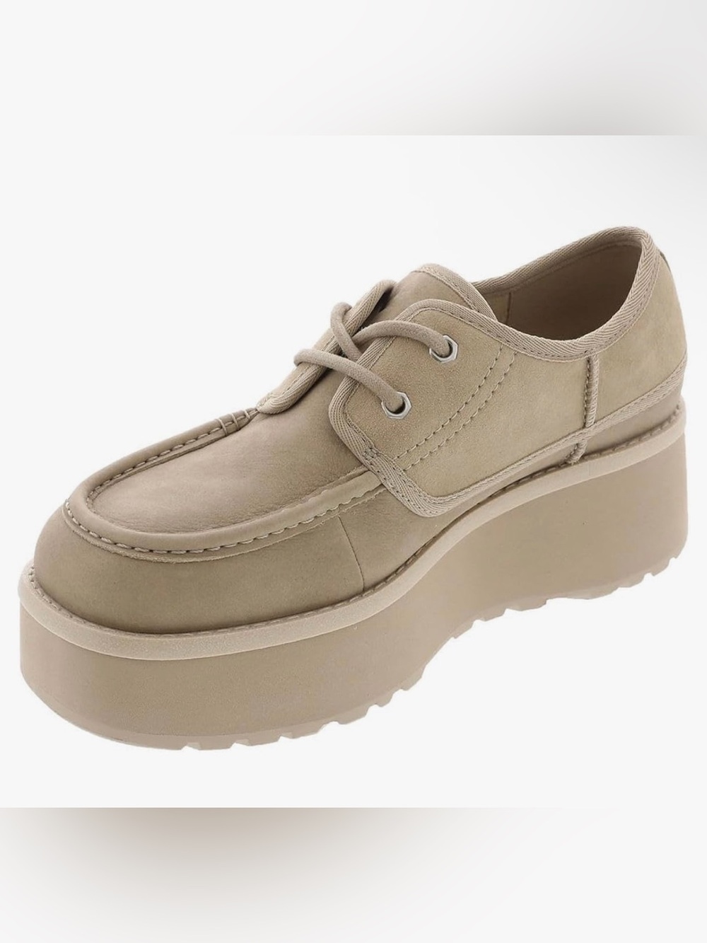 UGG CITYFUNC womens Suede Lace-Up platform Loafers in mustard seed beige sand
